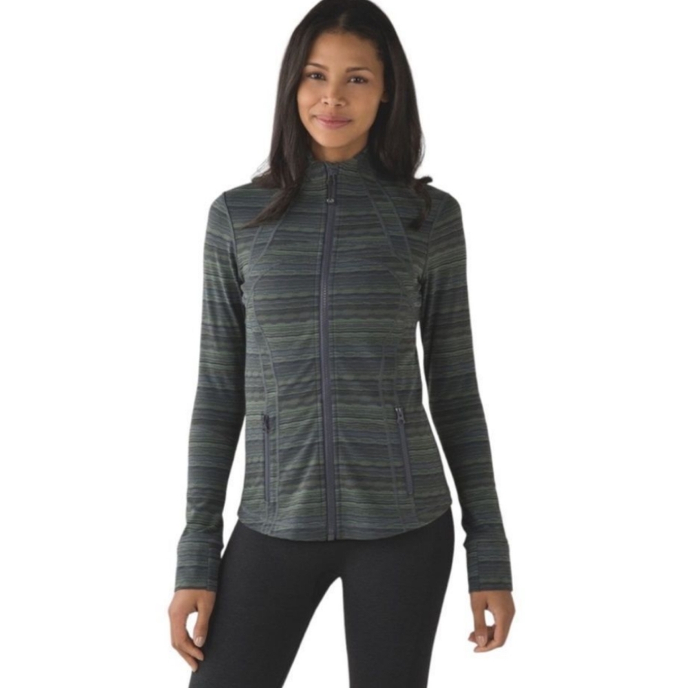 lululemon athletica Green Striped Full-Zip Athletic Jacket